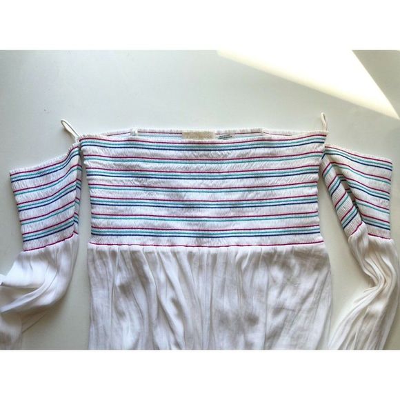 NWOT RAMY BROOK Giuliana White Silky Smocked Off Shoulder Blouse Top, Size XS - Picture 7 of 12